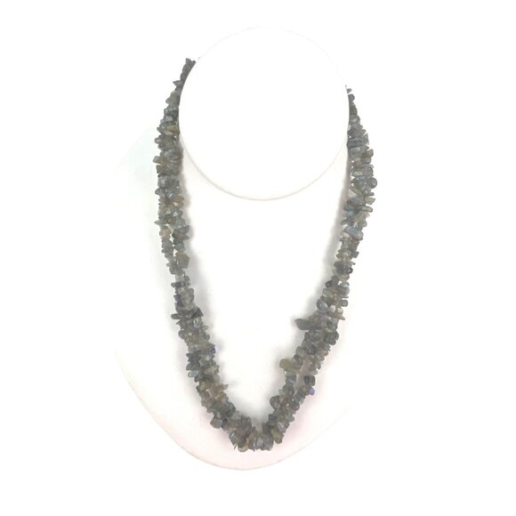 Labradorite Gemstone Chip Bead Necklace 36 Inches - Picture 1 of 11